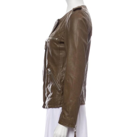 Isabel Marant Étoile Kady Quilted Lamb Leather Jacket Sand Cognac US4 Small - Picture 3 of 16
